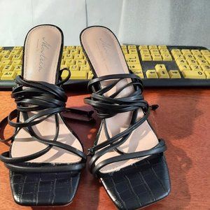 Mostrin Ermonn Strappy Lace Up Open Square Toe Criss-Cross Sandal Blk SzUS7/EU38